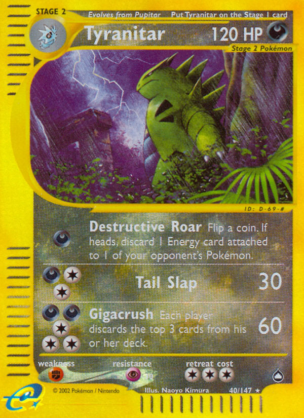 E-Series Aquapolis Tyranitar #40/147 reverse holo